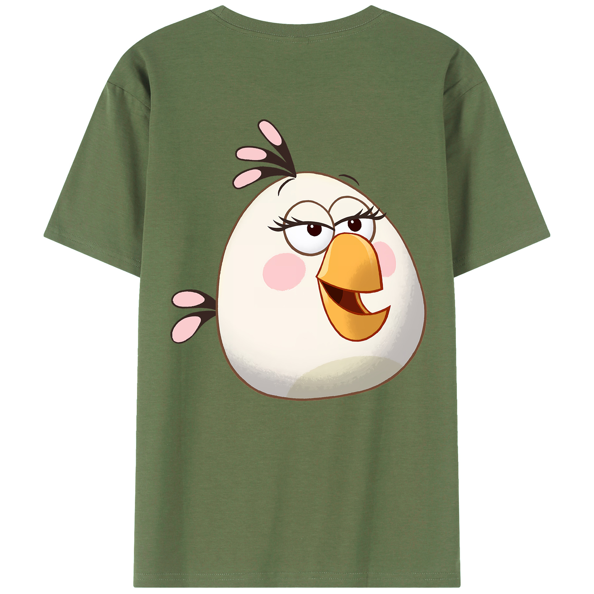 （画像用） Angry Birds アングリーバード 綿100％ メンズ半袖Tシャツ（バックプリント） 通気性